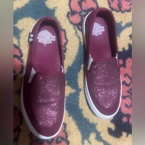 Harley-Davidson Burgundy Glitter Slip-Ons